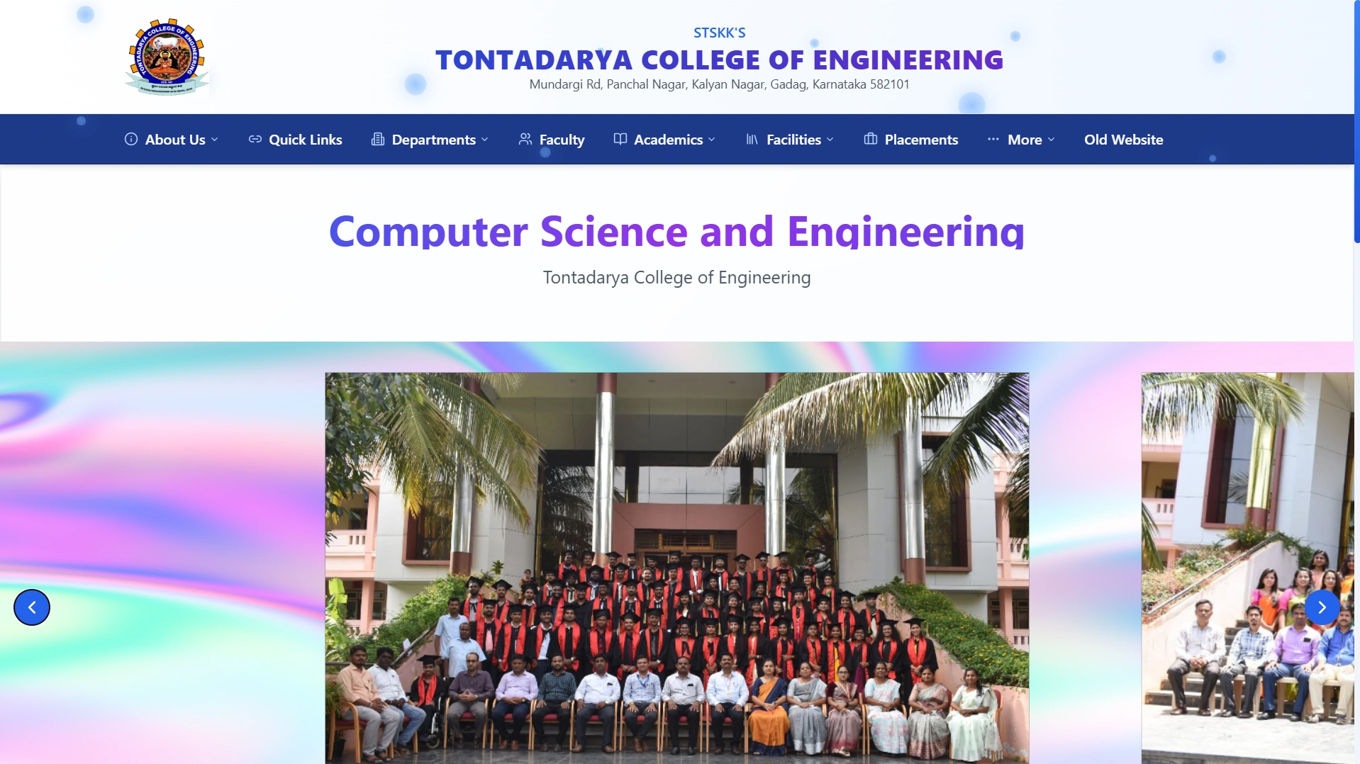 Department homepage rendered through the shared public site structure.